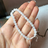 5.2mm A-Grade Natural White Jadeite Beaded Bracelet No.190483