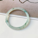 56.7mm A-Grade Natural Floral Jadeite Traditional Round Bangle No. 152135