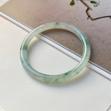 56.7mm A-Grade Natural Floral Jadeite Traditional Round Bangle No. 152135
