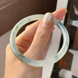 56.7mm A-Grade Natural Floral Jadeite Traditional Round Bangle No. 152135