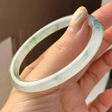 56.7mm A-Grade Natural Floral Jadeite Traditional Round Bangle No. 152135