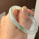 56.7mm A-Grade Natural Floral Jadeite Traditional Round Bangle No. 152135