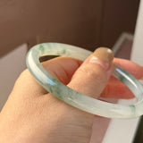 56.7mm A-Grade Natural Floral Jadeite Traditional Round Bangle No. 152135