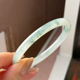 56.7mm A-Grade Natural Floral Jadeite Traditional Round Bangle No. 152135