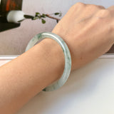 56.7mm A-Grade Natural Floral Jadeite Traditional Round Bangle No. 152135