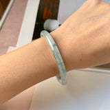 56.7mm A-Grade Natural Floral Jadeite Traditional Round Bangle No. 152135