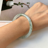 56.7mm A-Grade Natural Floral Jadeite Traditional Round Bangle No. 152135