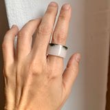 17.2mm A-Grade Natural White Dark Green Jadeite Archer Ring Band No. 161927