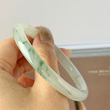 54.3mm A-Grade Natural Floral Jadeite Traditional Round Bangle No. 152136
