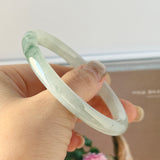 54.3mm A-Grade Natural Floral Jadeite Traditional Round Bangle No. 152136