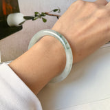 54.3mm A-Grade Natural Floral Jadeite Traditional Round Bangle No. 152136