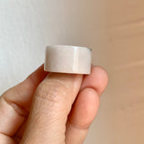17.2mm A-Grade Natural White Dark Green Jadeite Archer Ring Band No. 161927
