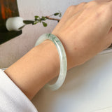 54.3mm A-Grade Natural Floral Jadeite Traditional Round Bangle No. 152136