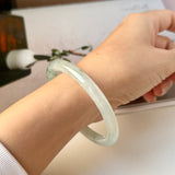 54.3mm A-Grade Natural Floral Jadeite Traditional Round Bangle No. 152136