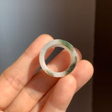 17.2mm A-Grade Natural White Dark Green Jadeite Archer Ring Band No. 161927