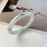54.6mm A-Grade Natural Floral Jadeite Traditional Round Bangle No. 152137