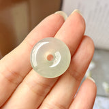 Icy A-Grade Natural Light Grey Green Jadeite Donut Pendant No.172132