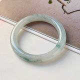 54.6mm A-Grade Natural Floral Jadeite Traditional Round Bangle No. 152137