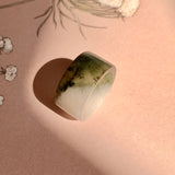 17.2mm A-Grade Natural White Dark Green Jadeite Archer Ring Band No. 161928