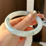 54.6mm A-Grade Natural Floral Jadeite Traditional Round Bangle No. 152137