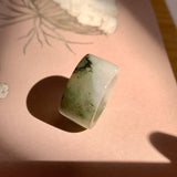 17.2mm A-Grade Natural White Dark Green Jadeite Archer Ring Band No. 161928