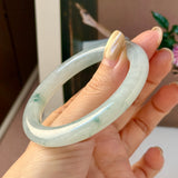 54.6mm A-Grade Natural Floral Jadeite Traditional Round Bangle No. 152137