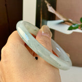 54.6mm A-Grade Natural Floral Jadeite Traditional Round Bangle No. 152137