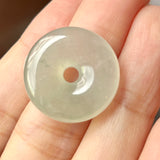 Icy A-Grade Natural Light Grey Green Jadeite Donut No.172132