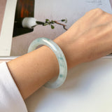 54.6mm A-Grade Natural Floral Jadeite Traditional Round Bangle No. 152137