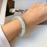 54.6mm A-Grade Natural Floral Jadeite Traditional Round Bangle No. 152137