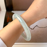 54.6mm A-Grade Natural Floral Jadeite Traditional Round Bangle No. 152137