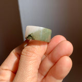 17.2mm A-Grade Natural White Dark Green Jadeite Archer Ring Band No. 161928