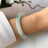 54.6mm A-Grade Natural Floral Jadeite Traditional Round Bangle No. 152137