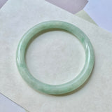 54.7mm A-Grade Natural Moss On Snow Jadeite Traditional Round Bangle No.152071