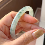 51.8mm A-Grade Natural Floral Jadeite Traditional Round Bangle No. 152138