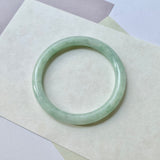 54.7mm A-Grade Natural Moss On Snow Jadeite Traditional Round Bangle No.152071