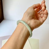 54.7mm A-Grade Natural Moss On Snow Jadeite Traditional Round Bangle No.152071