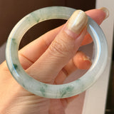 51.8mm A-Grade Natural Floral Jadeite Traditional Round Bangle No. 152138