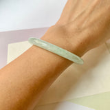 54.7mm A-Grade Natural Moss On Snow Jadeite Traditional Round Bangle No.152071