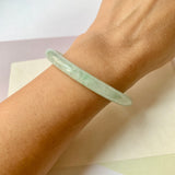 54.7mm A-Grade Natural Moss On Snow Jadeite Traditional Round Bangle No.152071