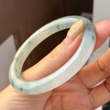 51.8mm A-Grade Natural Floral Jadeite Traditional Round Bangle No. 152138