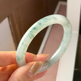 51.8mm A-Grade Natural Floral Jadeite Traditional Round Bangle No. 152138