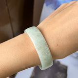 50.9mm A-Grade Natural Light Green Jadeite Modern Round Bangle No.151457