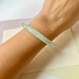 54.7mm A-Grade Natural Moss On Snow Jadeite Traditional Round Bangle No.152071