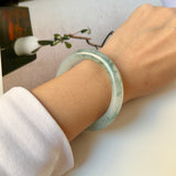 51.8mm A-Grade Natural Floral Jadeite Traditional Round Bangle No. 152138