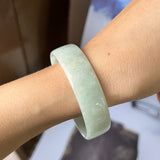 50.9mm A-Grade Natural Light Green Jadeite Modern Round Bangle No.151457