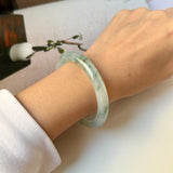 51.8mm A-Grade Natural Floral Jadeite Traditional Round Bangle No. 152138