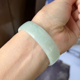 50.9mm A-Grade Natural Light Green Jadeite Modern Round Bangle No.151457