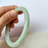 54.7mm A-Grade Natural Moss On Snow Jadeite Traditional Round Bangle No.152071