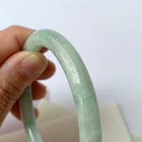 54.7mm A-Grade Natural Moss On Snow Jadeite Traditional Round Bangle No.152071